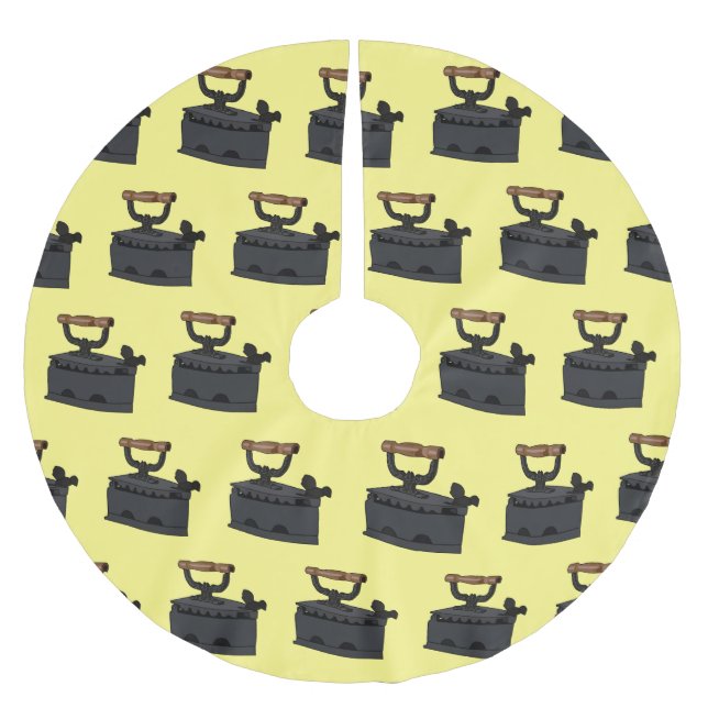 Charcoal iron cartoon illustration  brushed polyester tree skirt (Front)