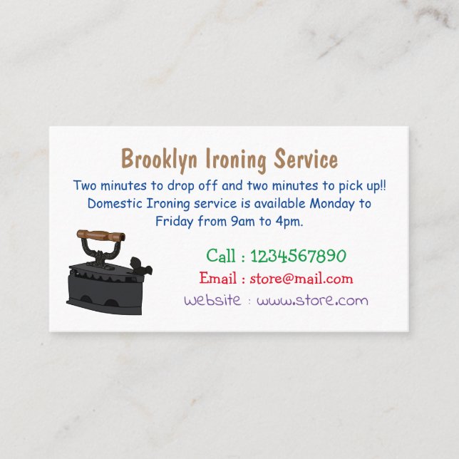 Charcoal iron cartoon illustration business card (Front)