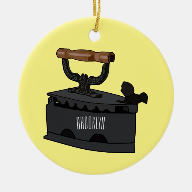 Charcoal iron cartoon illustration  ceramic ornament (Front)