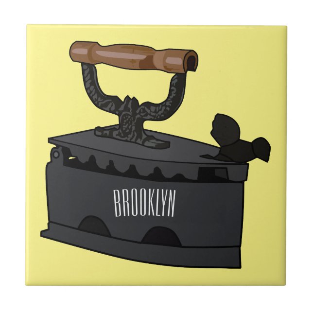 Charcoal iron cartoon illustration  ceramic tile (Front)