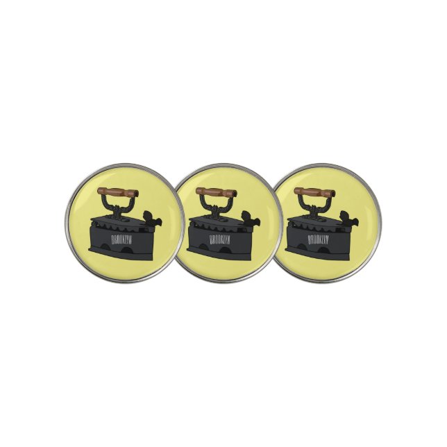 Charcoal iron cartoon illustration  golf ball marker (3 Up)