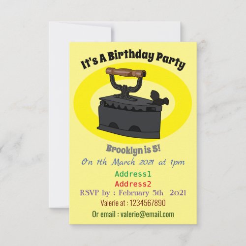 Charcoal iron cartoon illustration invitation