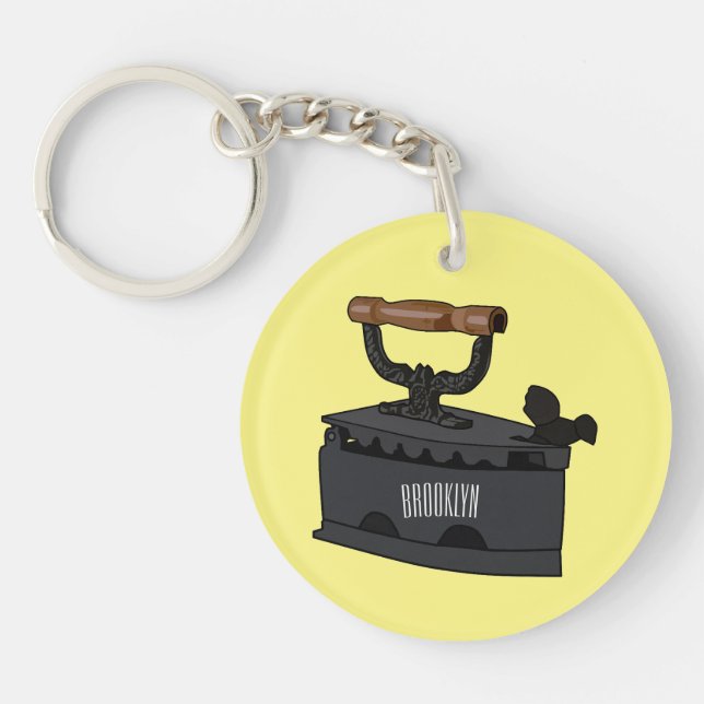 Charcoal iron cartoon illustration  keychain (Front)