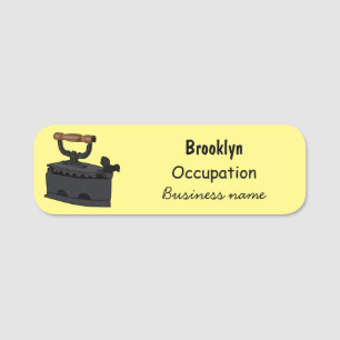 Charcoal iron cartoon illustration name tag
