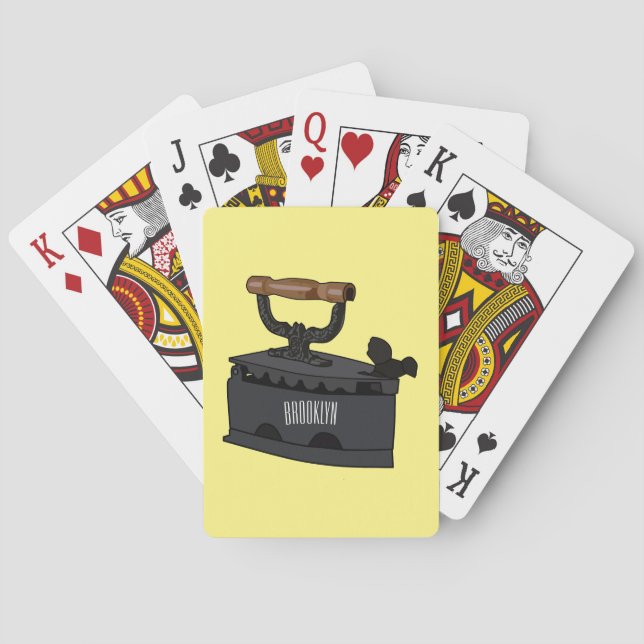 Charcoal iron cartoon illustration  poker cards (Back)