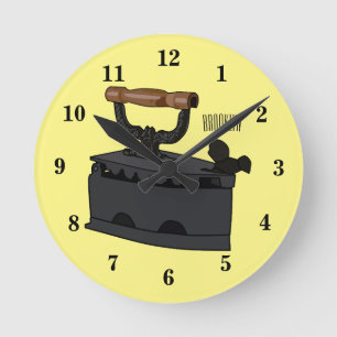 Charcoal iron cartoon illustration round clock