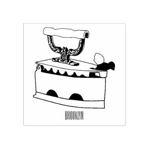 Charcoal iron cartoon illustration rubber stamp