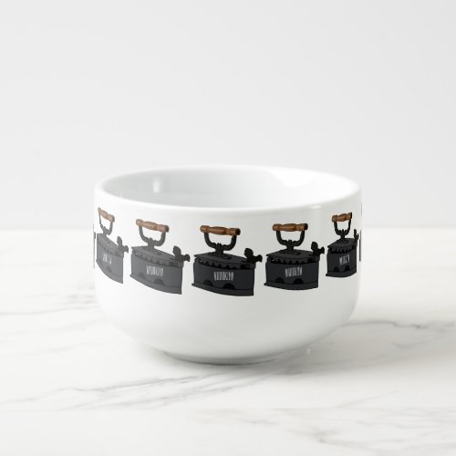 Charcoal iron cartoon illustration  soup mug
