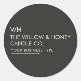 Charcoal Ivory Minimalist Small Business Brand Log Classic Round Sticker