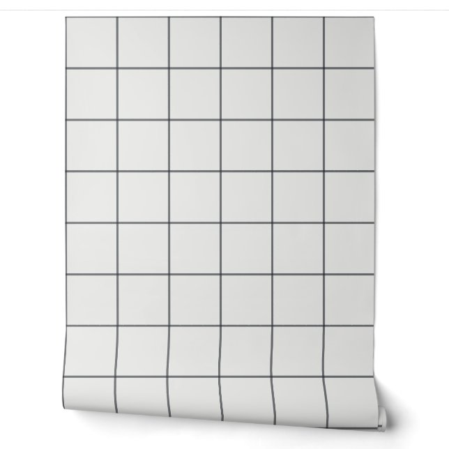 Charcoal Large Windowpane Check Wallpaper (Unrolling)