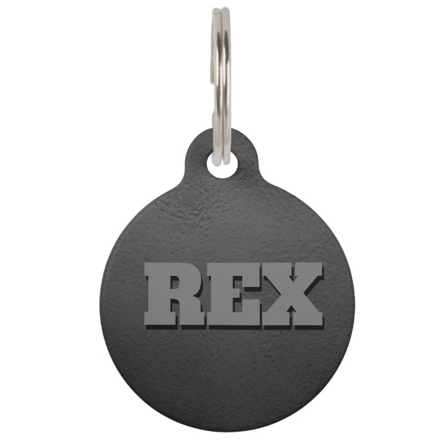 Charcoal Leather Name Take Me Home Info Dog ID Pet ID Tag (Front)