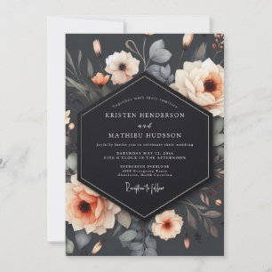 Charcoal Luminous Bloom Wedding Invitation