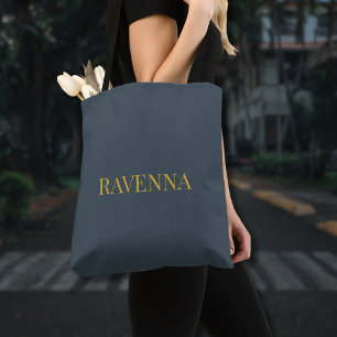 Charcoal Luxury Custom Gold Name Gift For Her Tote Bag