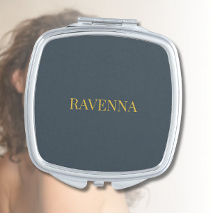 Charcoal Luxury Custom Serif Name Gift For Her Compact Mirror