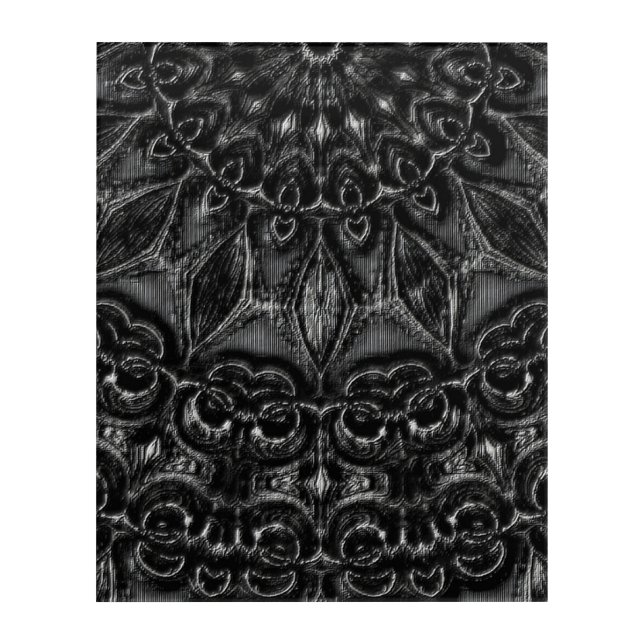 Charcoal Mandala  Acrylic Print (Front)