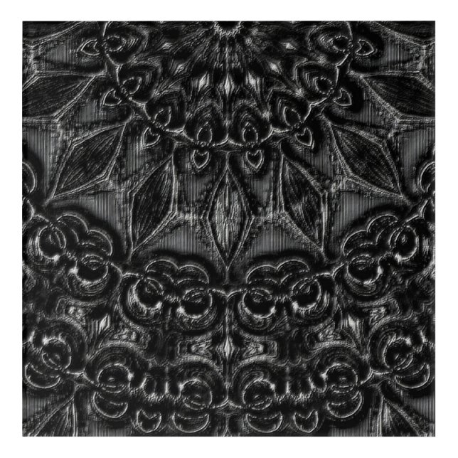 Charcoal Mandala  Acrylic Print (Front)