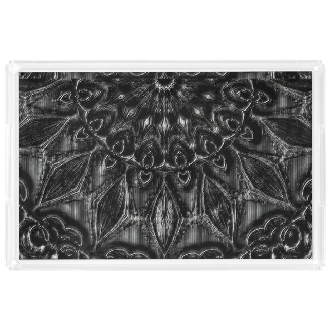 Charcoal Mandala  Acrylic Tray (Front)