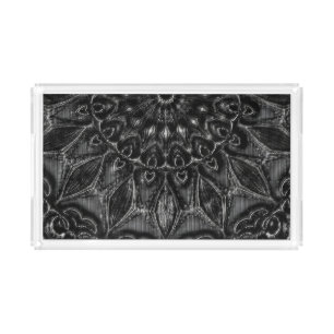 Charcoal Mandala  Acrylic Tray