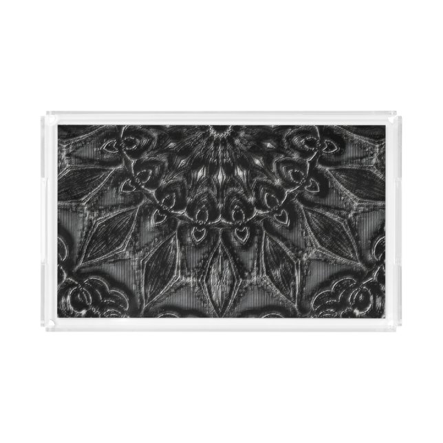 Charcoal Mandala  Acrylic Tray (Front)