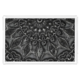 Charcoal Mandala  Acrylic Tray