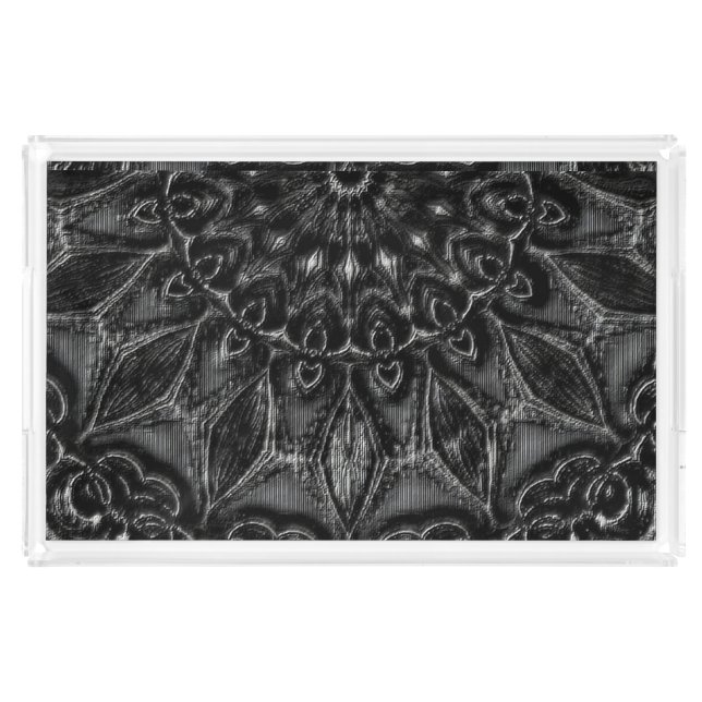 Charcoal Mandala  Acrylic Tray (Front)