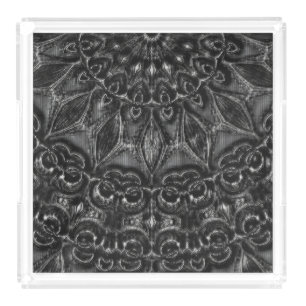 Charcoal Mandala  Acrylic Tray