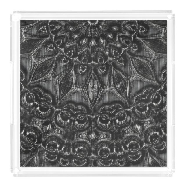 Charcoal Mandala  Acrylic Tray (Front)