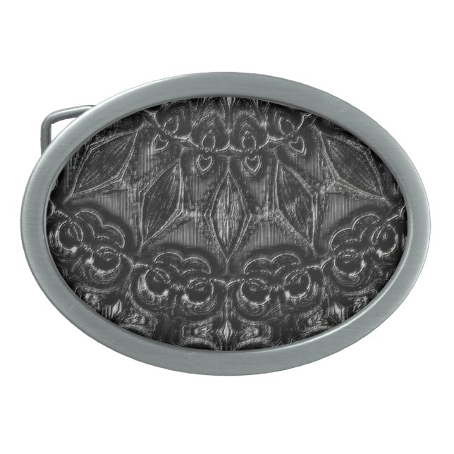 Charcoal Mandala   Belt Buckle (Front)