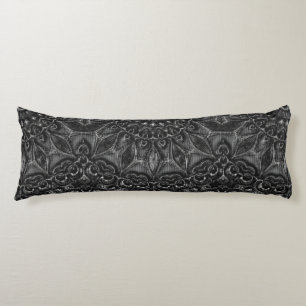 Charcoal Mandala   Body Pillow