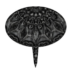 Charcoal Mandala Cake Topper