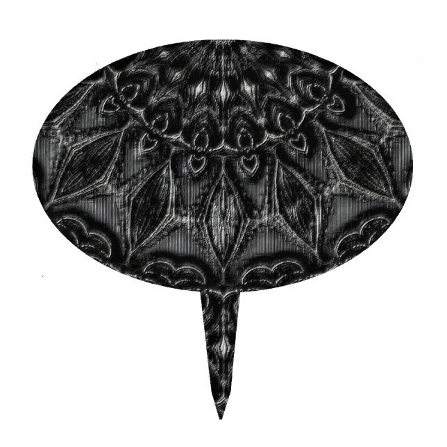 Charcoal Mandala  Cake Topper (Front)