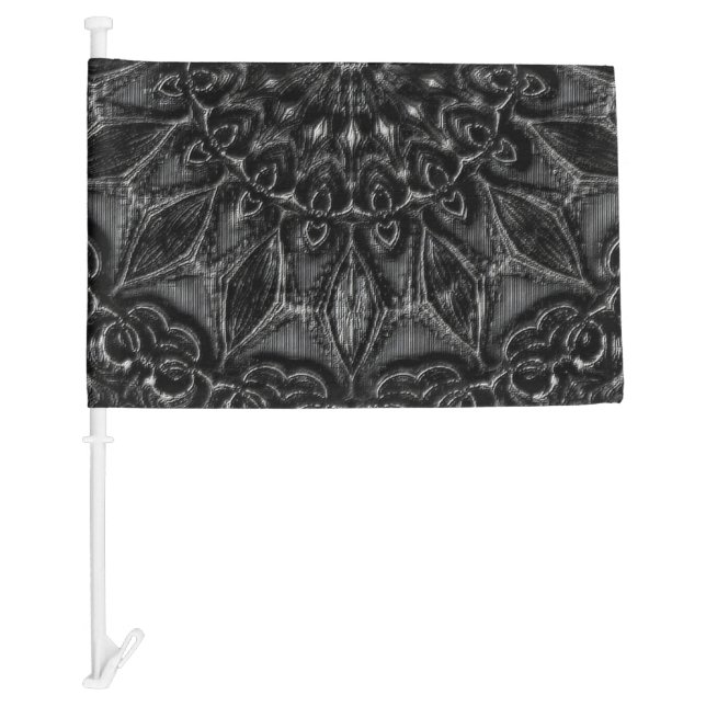 Charcoal Mandala  Car Flag (Front)