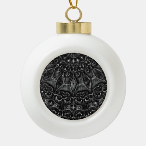 Charcoal Mandala   Ceramic Ball Christmas Ornament