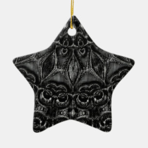 Charcoal Mandala Ceramic Ornament