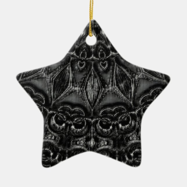 Charcoal Mandala  Ceramic Ornament (Front)