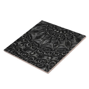 Charcoal Mandala Ceramic Tile
