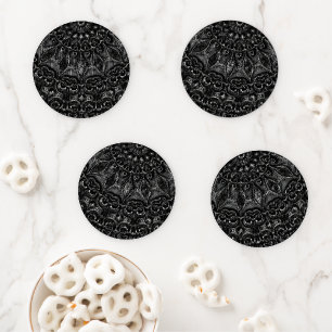 Charcoal Mandala  Coaster Set