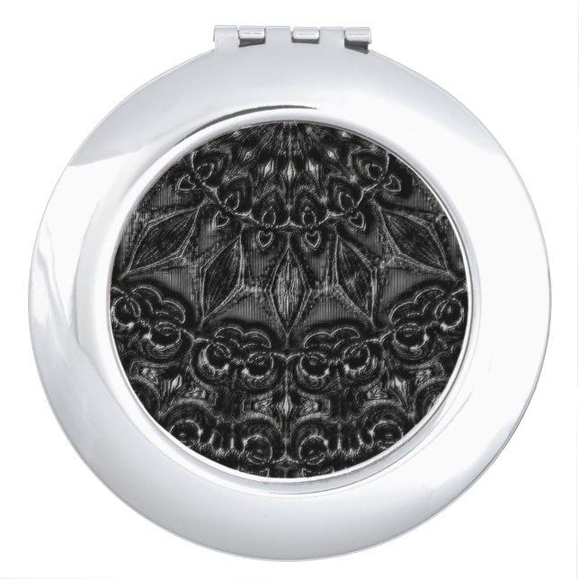 Charcoal Mandala  Compact Mirror (Front)