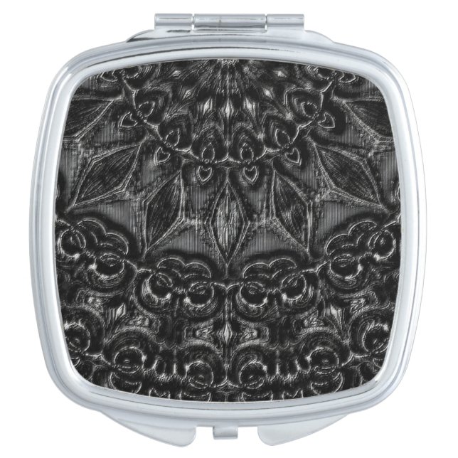 Charcoal Mandala  Compact Mirror (Front)
