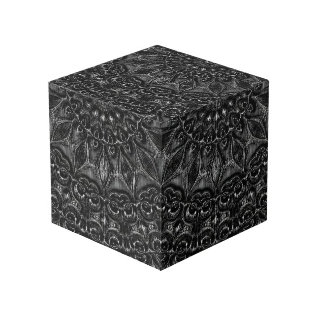 Charcoal Mandala  Cube (Front Angled)