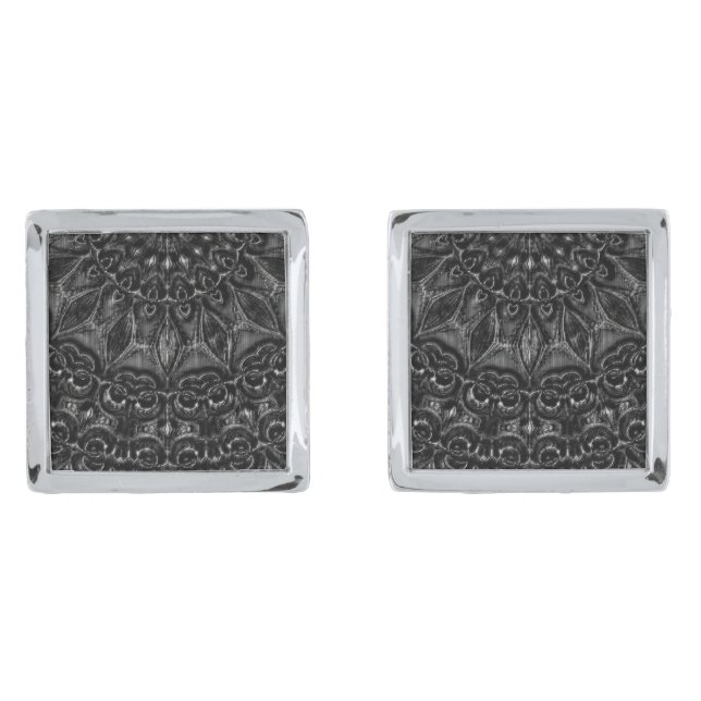 Charcoal Mandala  Cufflinks (Front)