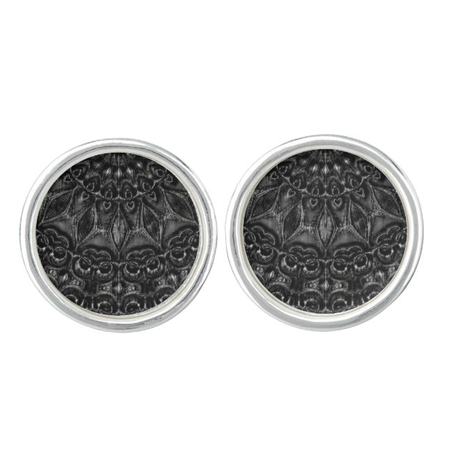 Charcoal Mandala  Cufflinks (Front)