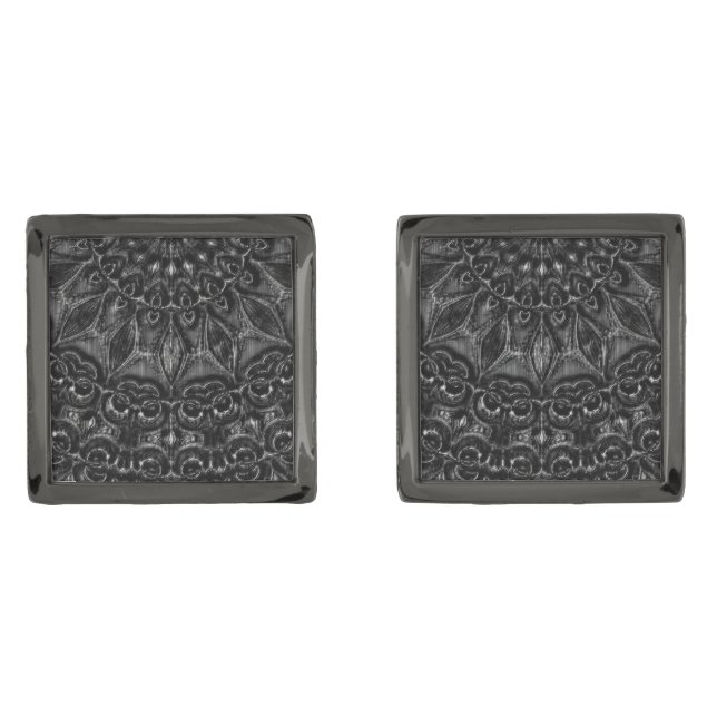 Charcoal Mandala  Cufflinks (Front)