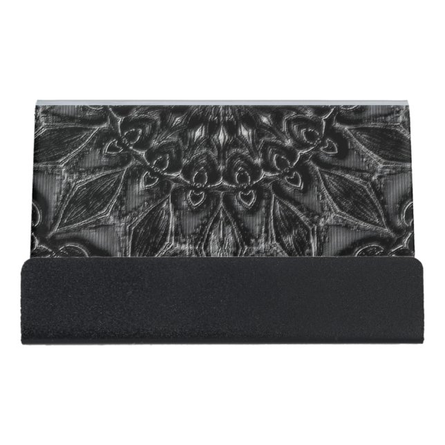 Charcoal Mandala  Desk Business Card Holder (Front)