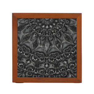 Charcoal Mandala  Desk Organizer
