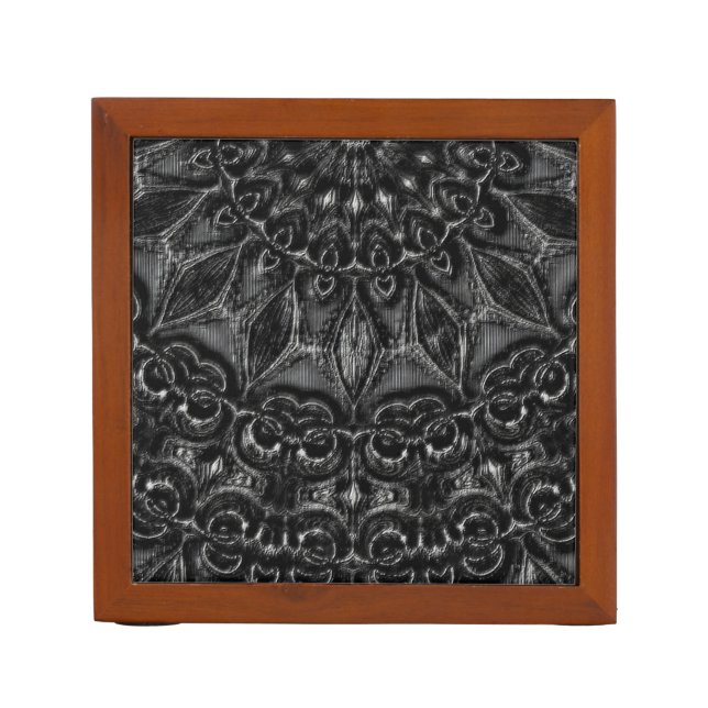 Charcoal Mandala  Desk Organizer (Front)