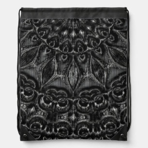 Charcoal Mandala Drawstring Bag