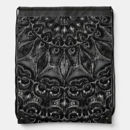 Charcoal Mandala  Drawstring Bag
