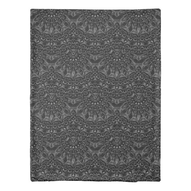 Charcoal Mandala  Duvet Cover (Back)