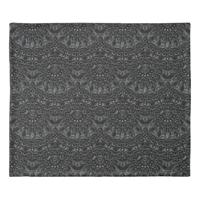 Charcoal Mandala  Duvet Cover (Back)
